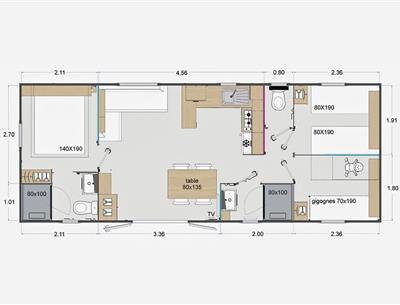 La Pélonie - Mobil-home HAUTEFORT plan